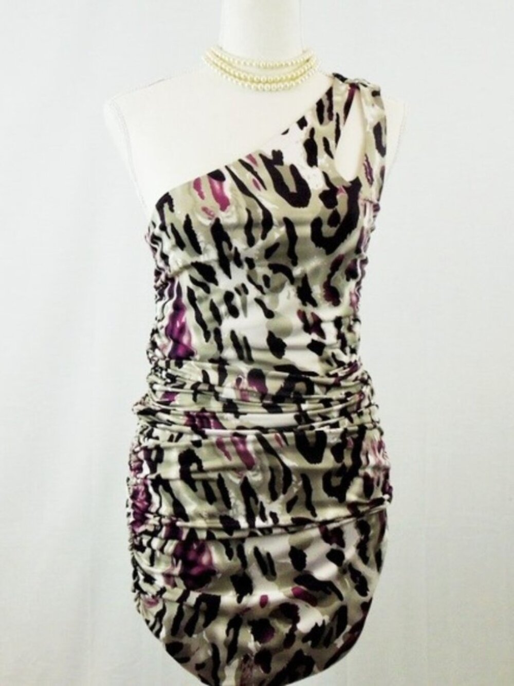 Purple Leopard Print A Symmetrical Cocktail dress Sz S